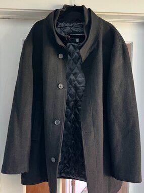 Perry Ellis Portfolio Men’s Wool Blend Coat XXL Black Quilted Lined Jacket